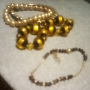 Elegant Gold and Yellow Beaded Bracelet Set